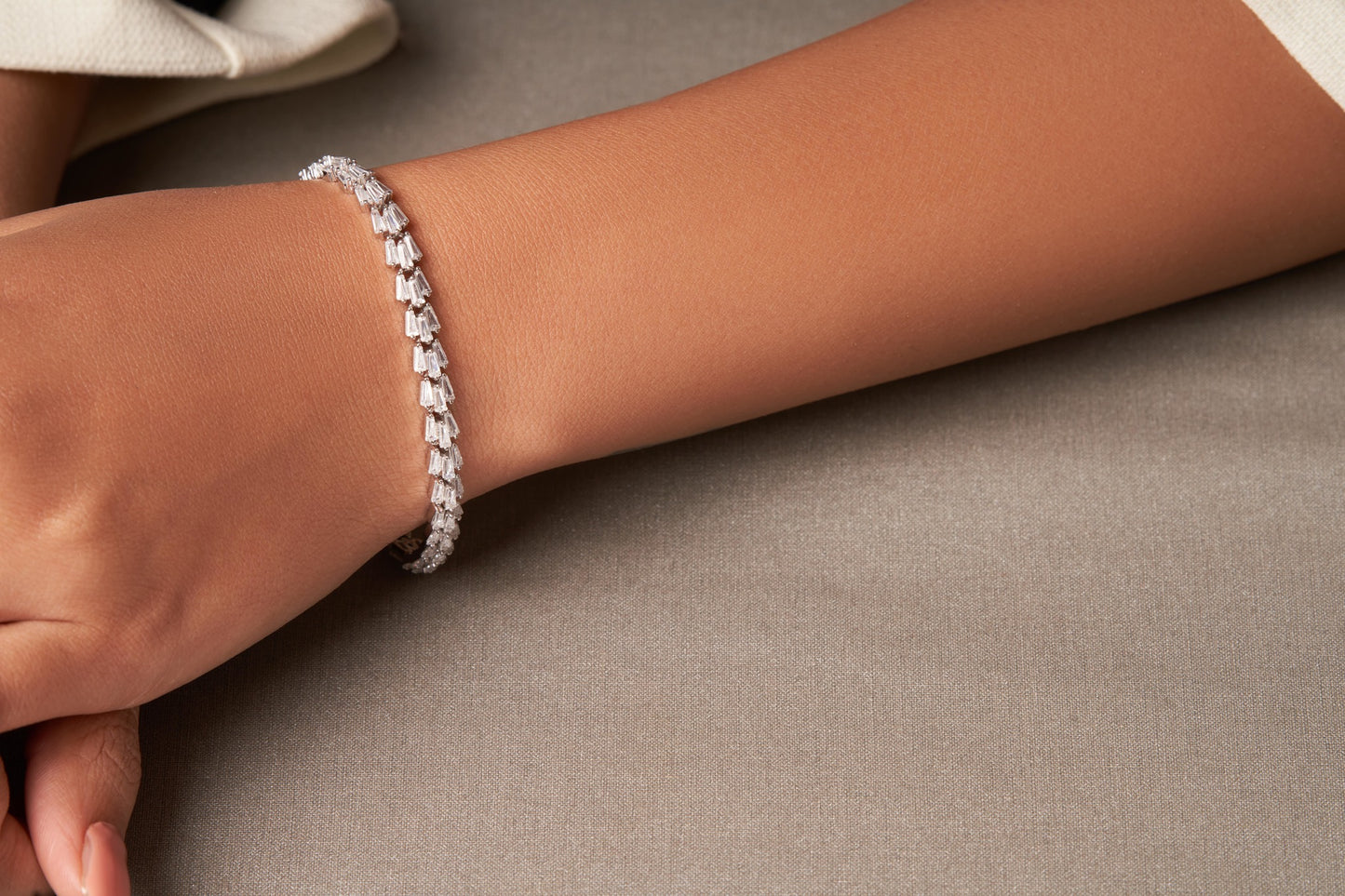 Silver Diamond Cluster Bracelet