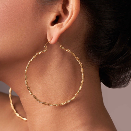 String Twisted Golden hoops